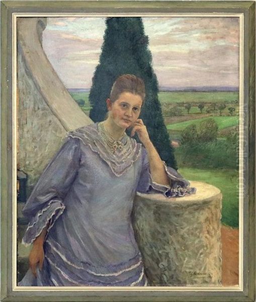 Bildnis Frau Prof. Dr. Or-gocht Oil Painting by Fritz Mackensen