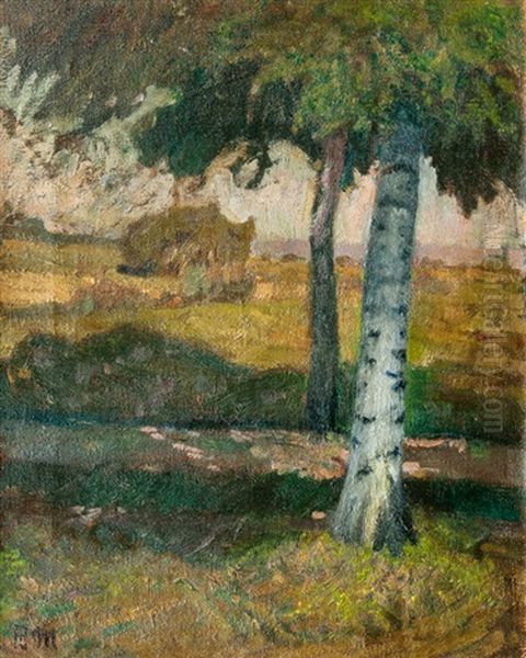 Birkenallee Oil Painting by Fritz Mackensen