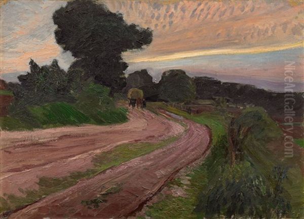 Abendstimmung Bei Worpswede Oil Painting by Fritz Mackensen