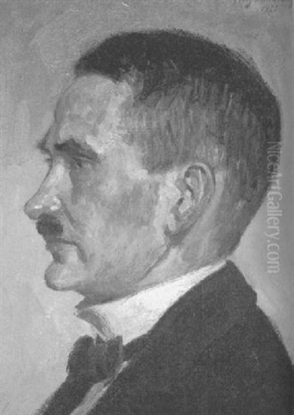 Portrait J. Spath, Brustbildnis Im Profil Oil Painting by Fritz Mackensen