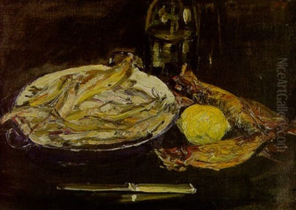 Stilleben Mit Fischen Oil Painting by Hertha Mackensen