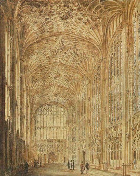 The Interior Of Kings College Chapel, Cambridge by Frederick Mackenzie