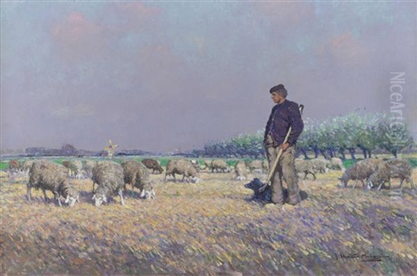 Dutch Shepard With His Flock Oil Painting by James Hamilton Mackenzie