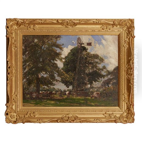 Grazing Beneath The Wind Vane Oil Painting by James Hamilton Mackenzie