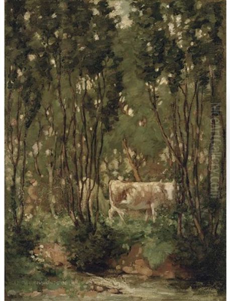 Cows In A Woodland Glade Oil Painting by James Hamilton Mackenzie