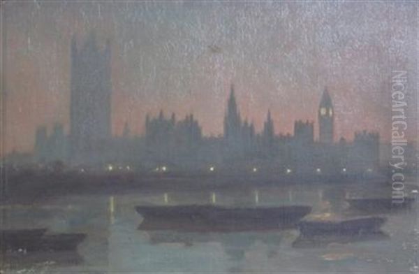 Westminster And Oxford Street (2 Works) Oil Painting by Roderick Dempster Mackenzie