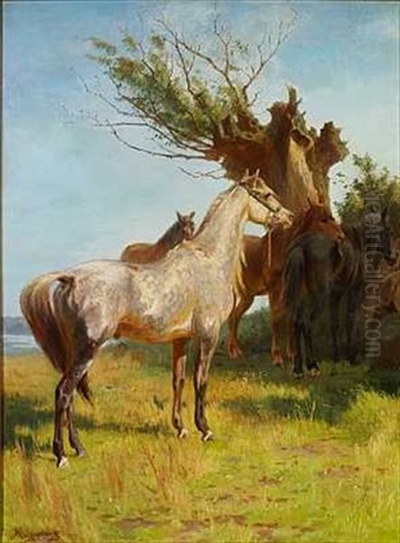 En Ridehest Oil Painting by Adolf Heinrich Mackeprang