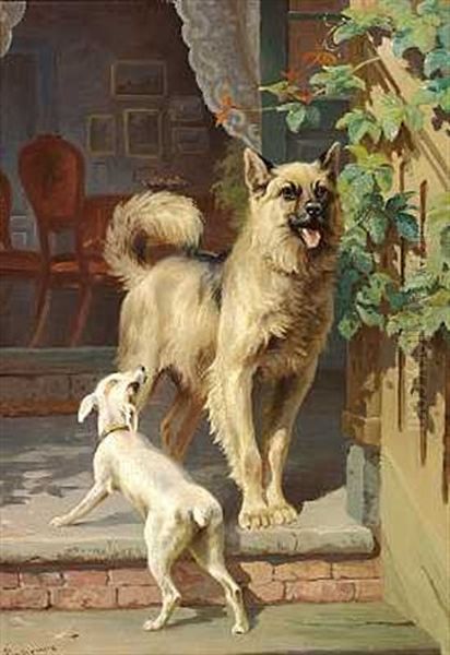 Paa Verandaen Oil Painting by Adolf Heinrich Mackeprang