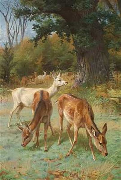 Dadyr I Dyrehaven Oil Painting by Adolf Heinrich Mackeprang