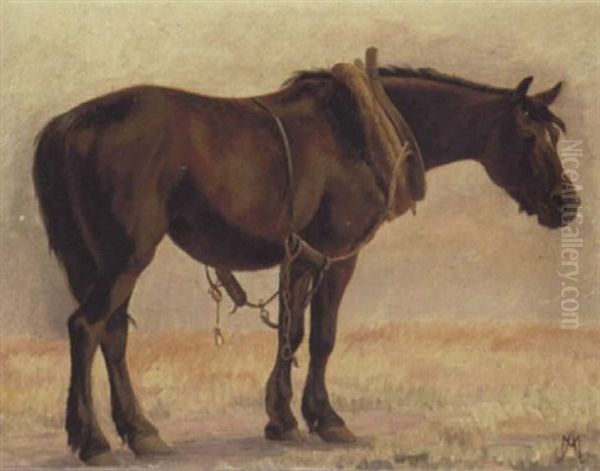 Hest Oil Painting by Adolf Heinrich Mackeprang