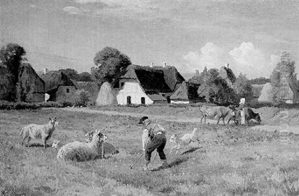 On The Farm Oil Painting by Adolf Heinrich Mackeprang