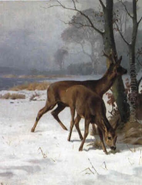 Sonnig Beleuchtete Winterlandschaft Oil Painting by Adolf Heinrich Mackeprang