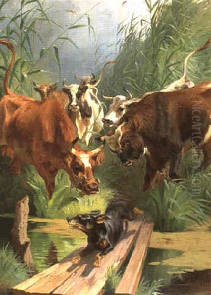 Koer, Der Forskraekker En Gravhund Oil Painting by Adolf Heinrich Mackeprang