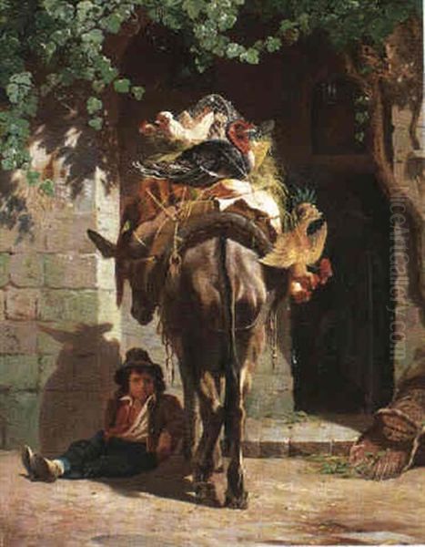 Honsekraemmeren, Rom Oil Painting by Adolf Heinrich Mackeprang