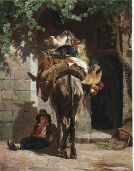 Honsekraemmeren, Rom Oil Painting by Adolf Heinrich Mackeprang