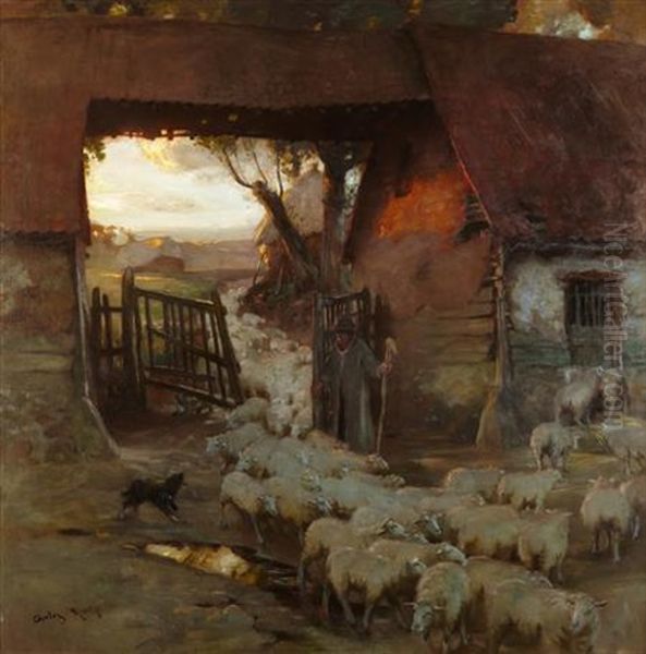 The Return Of The Flock To The Fold Oil Painting by Charles Hodge Mackie