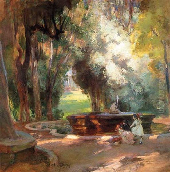 Fountains, Borghese Gardens Oil Painting by Charles Hodge Mackie