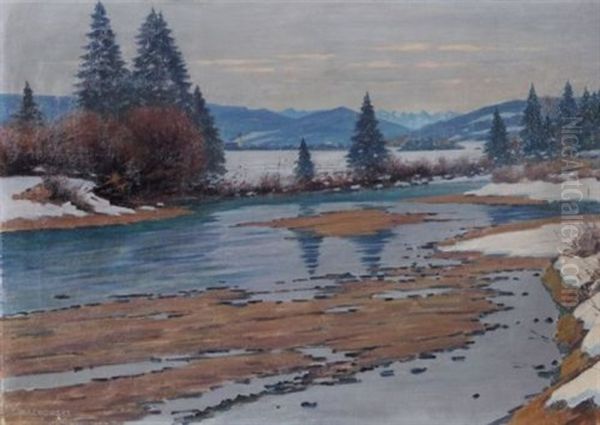 Das Loisachtal In Bayern Oil Painting by Siegfried Mackowsky