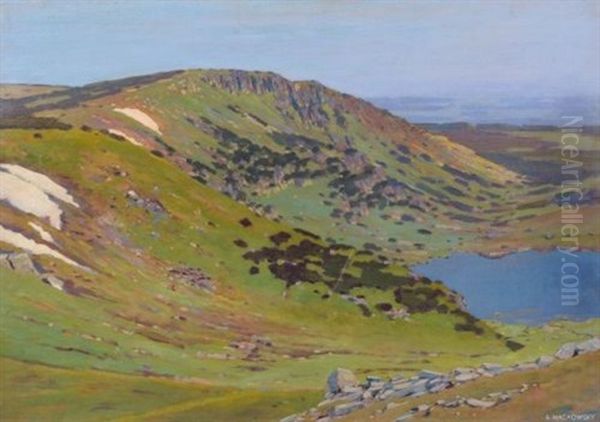 Blick Auf Einen See Im Riesengebirge Oil Painting by Siegfried Mackowsky