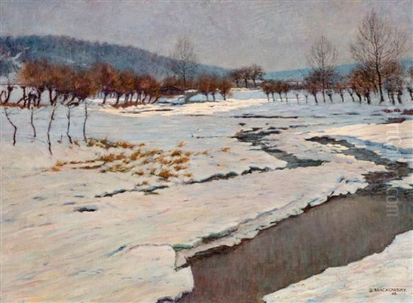 Winter Moorlands Oil Painting by Siegfried Mackowsky