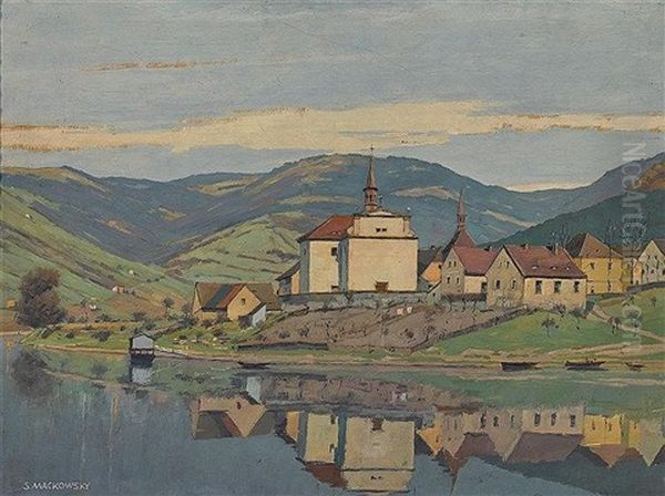 Dorf Im Sudetenland Oil Painting by Siegfried Mackowsky