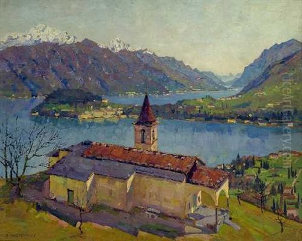 Blick Auf Bellagio Comersee Oil Painting by Siegfried Mackowsky