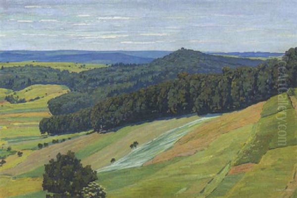 Sommerliche Mittelgebirgslandschaft Oil Painting by Siegfried Mackowsky