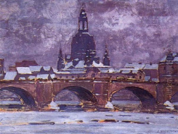 Frauenkirche In Dresden Oil Painting by Siegfried Mackowsky