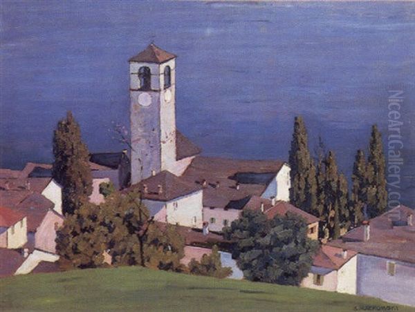 Dorf An Oberitalienischem See Oil Painting by Siegfried Mackowsky