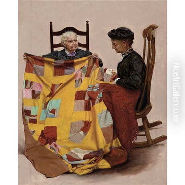 Quilting Oil Painting by Charles Archibald Maclellan