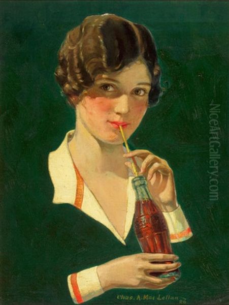 Coca-cola Ad Oil Painting by Charles Archibald Maclellan