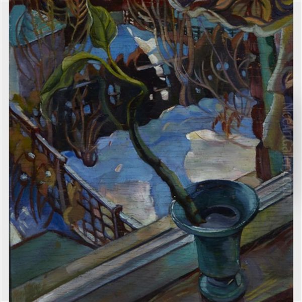 View From The Artist's Window, Winter Oil Painting by Pegi Nicol Macleod