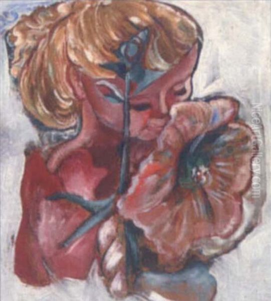 Small Girl With Flowers Oil Painting by Pegi Nicol Macleod