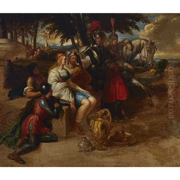 Young Lovers Held Captive, Circa 1840 Oil Painting by Daniel Maclise