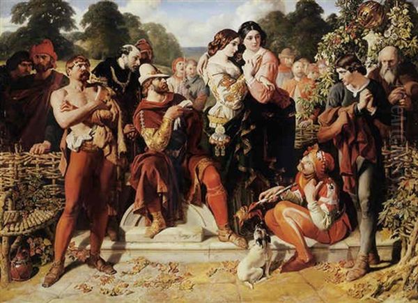 The Wrestling Scene In As You Like It Oil Painting by Daniel Maclise