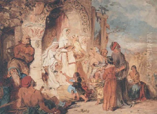 Saxon Almsgiving Oil Painting by Daniel Maclise