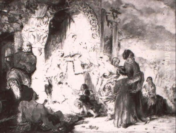 Saxon Almsgiving Oil Painting by Daniel Maclise