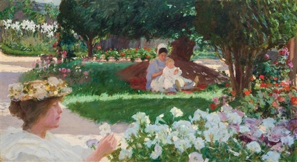 The Garden Oil Painting by Mary Louise Fairchild MacMonnies