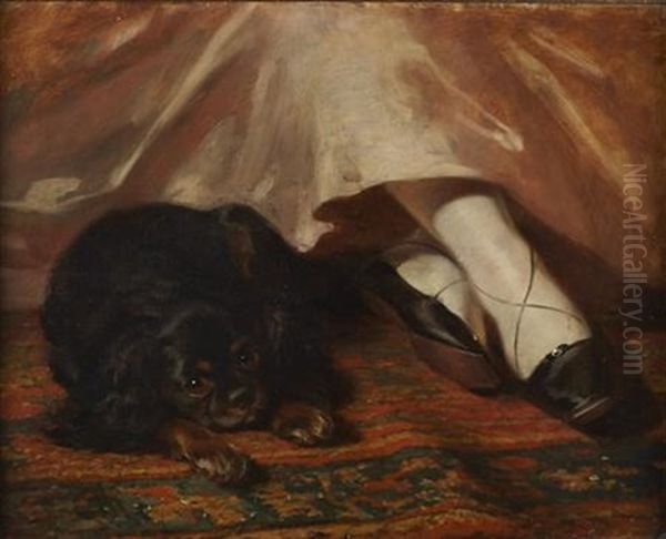 At His Mistress's Feet Oil Painting by Daniel Macnee