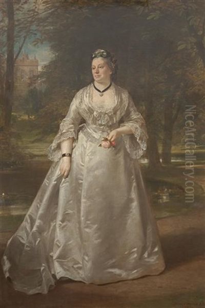 Full-length Portrait Of A Lady In The Grounds Of Culzean Castle Oil Painting by Daniel Macnee