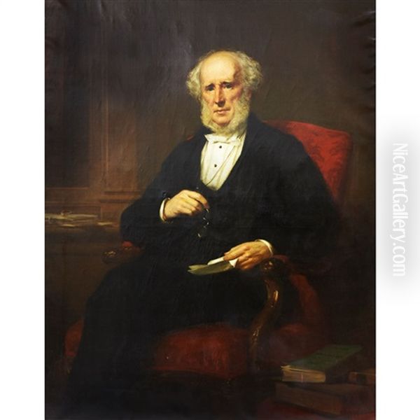 Portrait Of Hugh Cowan, Banker In Ayr (1796-1883), Married Eliza, Daughter Of Peter Mctaggart, Merchant In Ayr Oil Painting by Daniel Macnee