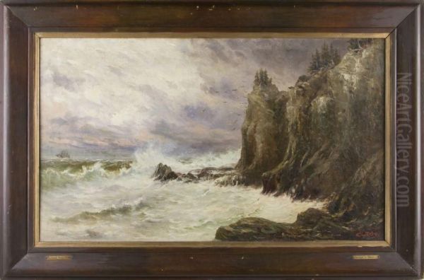 Flattery Storm Cliff Oil Painting by George Louis Berg