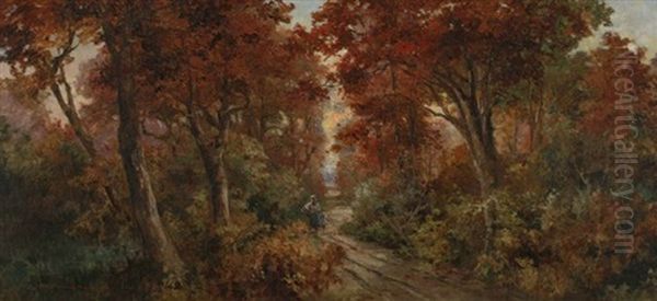 Figure In The Woods Oil Painting by Robert Russell Macnee