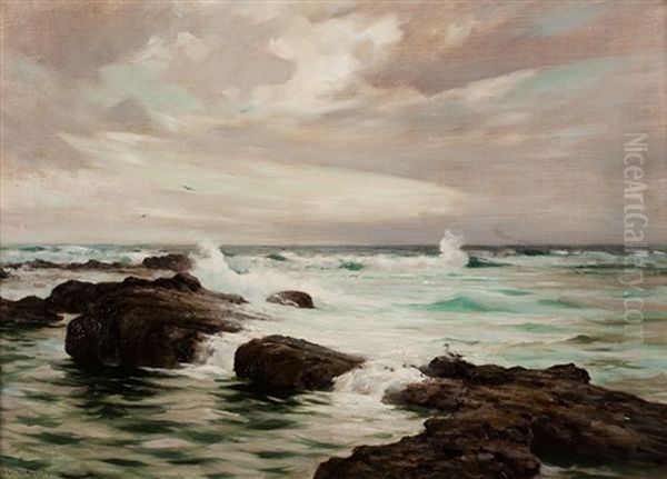 Crashing Waves Oil Painting by Robert Russell Macnee