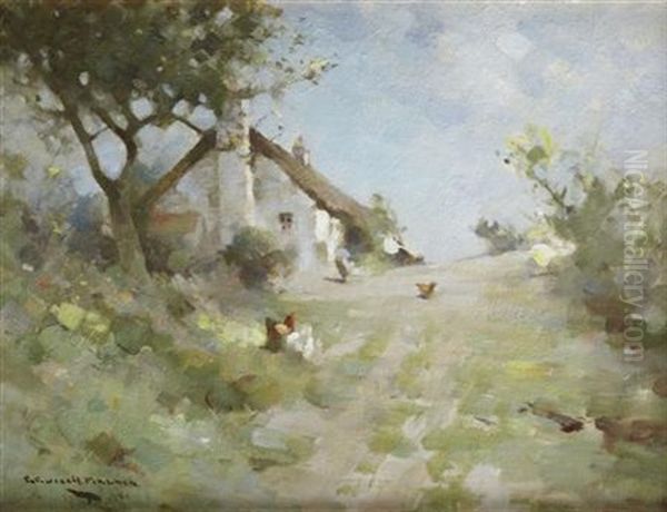 Country Cottage Oil Painting by Robert Russell Macnee