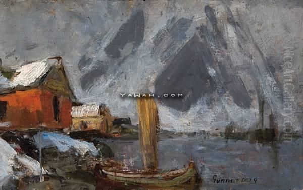 Fra Svolvaer Havn Oil Painting by Gunnar Berg