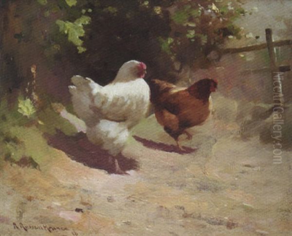 Two Hens by Robert Russell Macnee