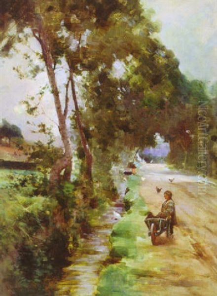 By The Roadside Oil Painting by Robert Russell Macnee