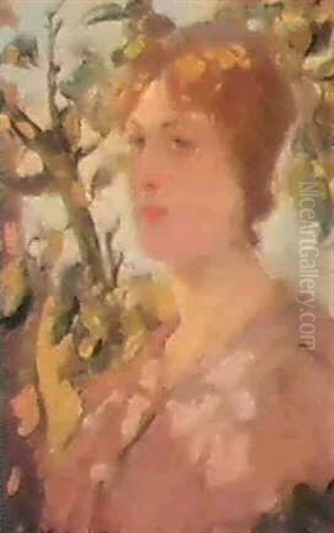 Head Of A Girl Oil Painting by Bessie MacNicol