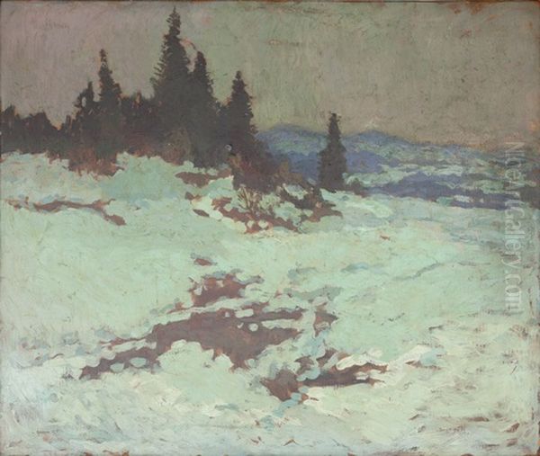 Snowy Landscape Oil Painting by Gustav Macoun